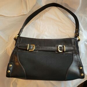 Etienne Aigner Leather and Fabric Black Shoulder Bag